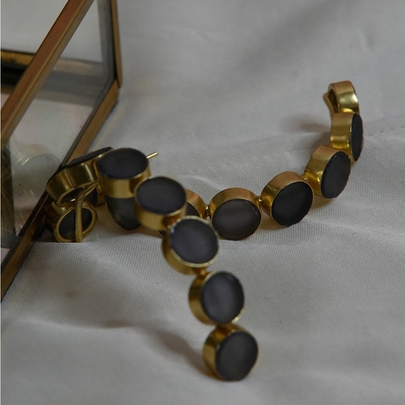 Brand new limited edition zara gold plated brass with raw stone big hoop - Picture 4 of 6